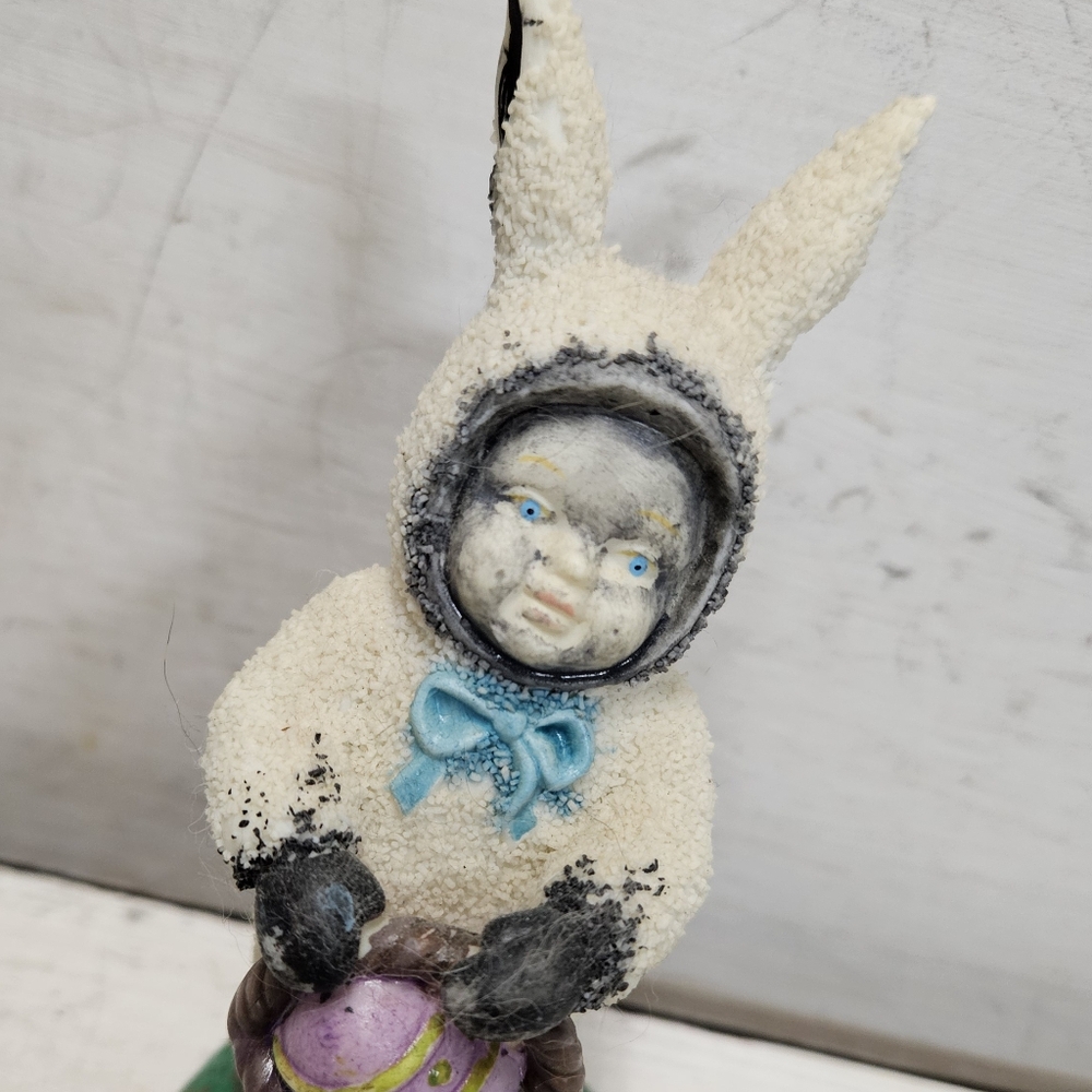 Emo Easter Bunny Boy Upcycled Handmade Horror Goth 90s Vintage Ceramic Figure